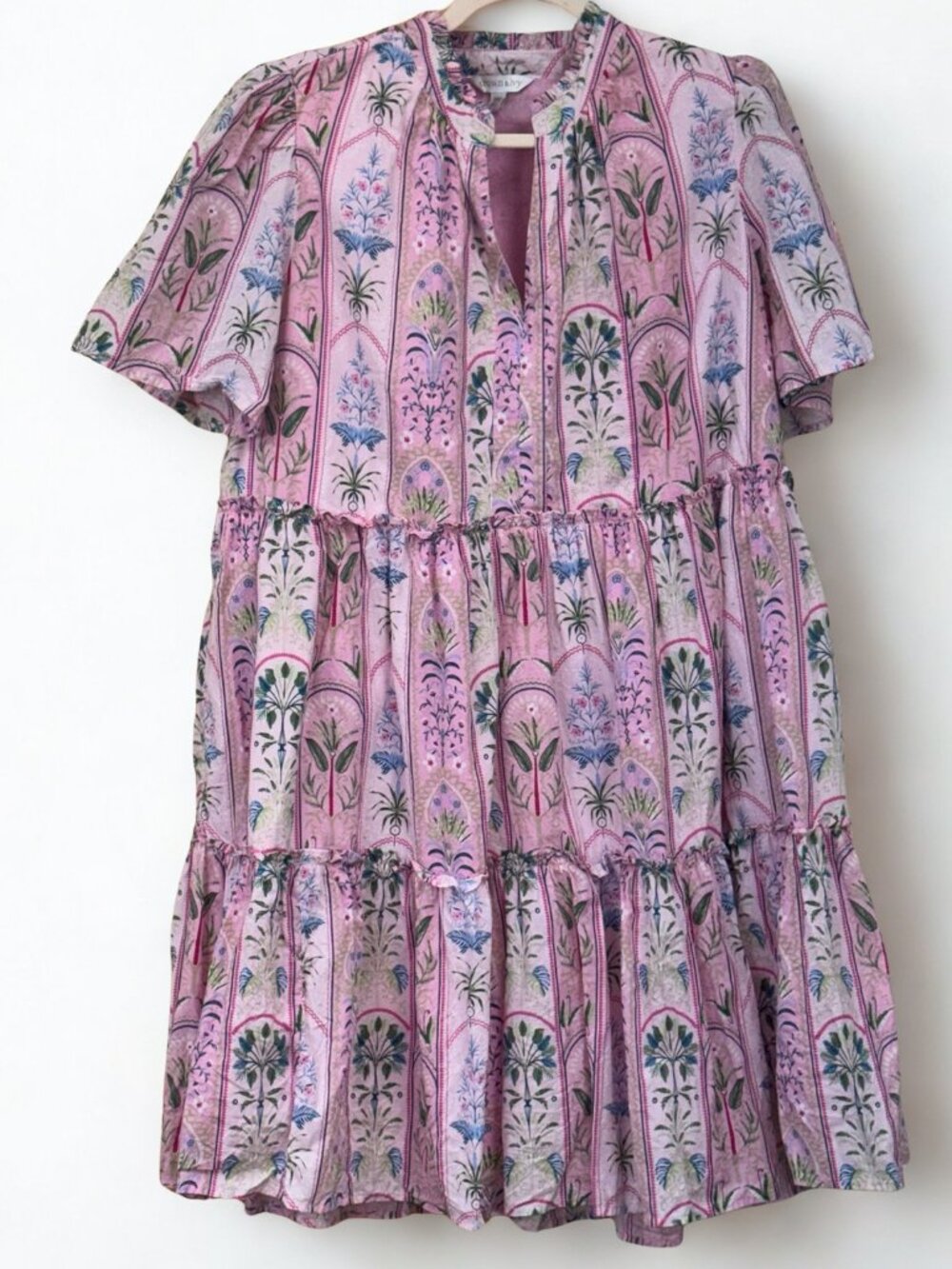 Women's Crown and Ivy Dress Floral Pink Baby Doll Tiered Size XXL/2X